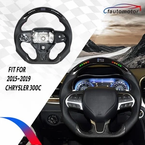 Real Carbon Fiber Smart LED Steering Wheel Fit for Chrysler 300C 2015-2019 - Picture 1 of 8