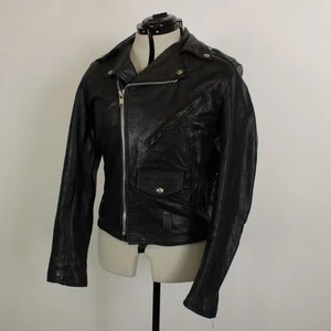Excelled Leather Biker Jacket Men 36 UK S Made in USA Asymmetrical Moto Perfecto - Picture 1 of 23