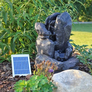 Solar Kaskadenbrunnen Wasserspiel Solarbrunnen für Garten Balkon Terrasse Akku - Bild 1 von 7