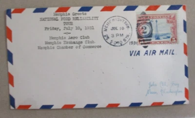COVER 1931  POSTED CACHET  MEMPHIS GREETS NAT'L FORD RELIABILITY TOUR JULY 10," - Image 1 of 4