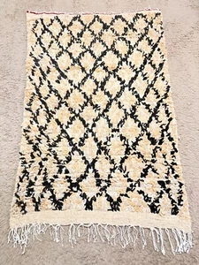 Authentic Moroccan Handmade Knotted Natural Wool Rug - Picture 1 of 2