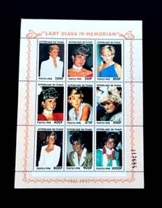 CHAD Souvenir Stamp Sheet - 1990 Princess Diana Memoriam #'d MNH r86 - Picture 1 of 2