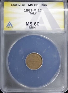 1867-M ITALY 1 C ANACS MS-60 (2531920) - Picture 1 of 4