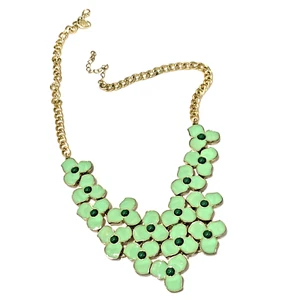 Collar Pechera Flores Esmalte Verde Floral Colorido Cabaña Núcleo Flor Power Chic - Imagen 1 de 8