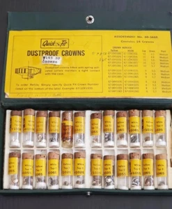 HR Quick Fit Dustproof Watch Crowns Assort 60-366B Watchmaker Yellow White Gold - Picture 1 of 7