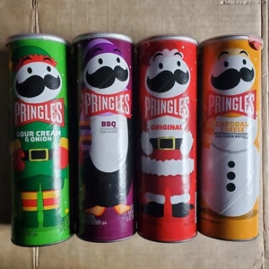 Christmas Edition (LEER) Pringles Dosen BBQ Original Sour Cream Cheddar 4 Stück - Bild 1 von 2