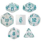 Set Of 7 Dice - Northwind Breeze - Clear With Blue Paint Gdic-1176