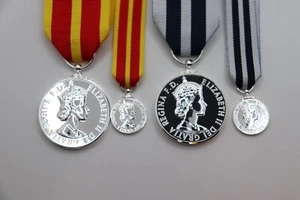 Full Size & Miniatur Queens Fire Service Medal & Queens Police Medal QFSM QPM - Bild 1 von 7