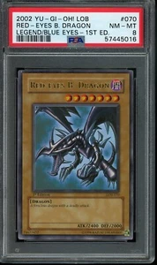 Red-Eyes B. Dragon 1st Edition LOB-070 - 2002 YuGiOh - PSA 8 - Hochglanz - Bild 1 von 2