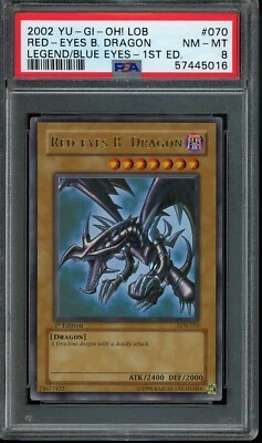 Red-Eyes B. Dragon 1st Edition LOB-070 - 2002 YuGiOh - PSA 8 - Glossy - Image 1 of 2