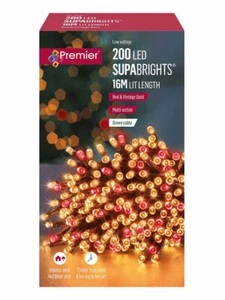 200 LED Multi-Action SupaBrights Weihnachtsbaumbeleuchtung Timer ROT & VINTAGE GOLD - Bild 1 von 1