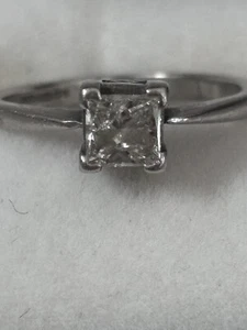 Platinum Princess Cut Diamond Solitaire Ring - Picture 1 of 4