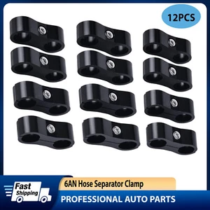 Abrazadera separadora de manguera 6AN 12 piezas para línea de manguera de aceite/combustible 3/8 adaptador de aluminio negro - Imagen 1 de 12