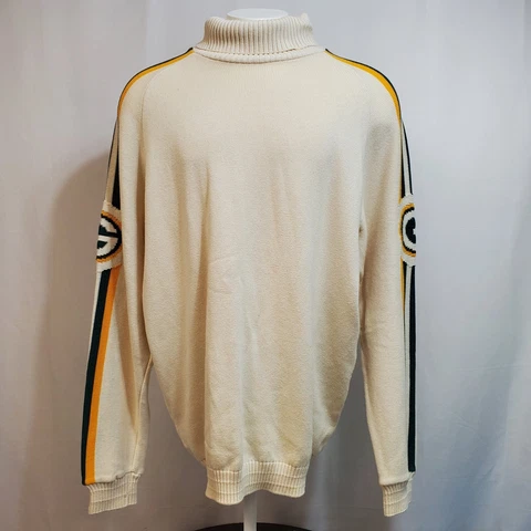 VTG Green Bay Packers Turtleneck Mens XL Ivory Sweatshirt Pullover NFL Raglan Cover