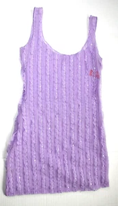 Mini vestido vintage Playmates lavanda camisón con volantes malla brillante transparente OS - Imagen 1 de 3