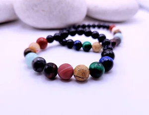 Partnerarmband Armband Set Sonnensystem Galaxie Halbedelsteine Naturstein Paar - Bild 1 von 3
