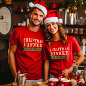 Christmas Dinner Prep Team T Shirts Funny Eve Family Chef Turkey Meal Gift Tops - Picture 1 of 1