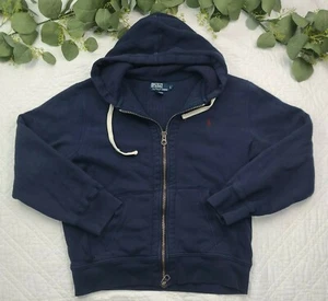 Polo Ralph Lauren Para Hombre Cremallera Completa Azul Marino Sólido Sudadera con Capucha Talla L - Imagen 1 de 6