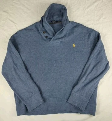 Pullover Ralph Lauren Rugby XL Para hombres AZUL Cuello Chal 100% Algodón Preppy Foto 1 de 4