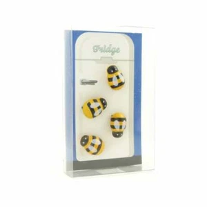 Bumble Honey Bee Fridge Magnets cute strong neodymium painted wood -4 gift boxed - Picture 1 of 6