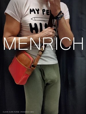 BOLSO BANDOLERA MENSAJERO DE CUERO CALVIN KLEIN. ROJO. VINTAGE 🌈 GAY Foto 1 de 4