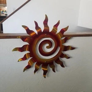 Metal Wall decor sun plasma cut southwestern style colorful red yellow swirl sun - Picture 1 of 4