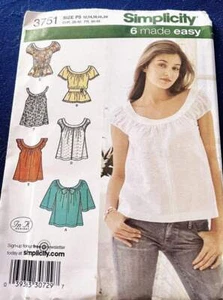 Simplicity 6 Made Easy 3751 Misses Top Sleeve Variations & Belt Sz P5 12-20 - Picture 1 of 8