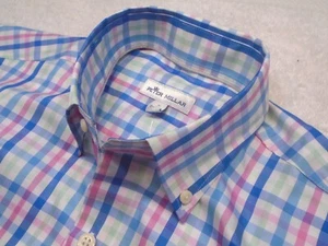 Peter Millar Crown Soft Cotton Silk Multi-Color Check Sport Shirt NWT Small $149 - Picture 1 of 8