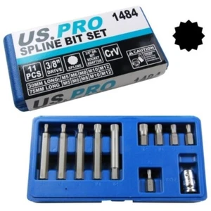 US PRO SPLINE BIT SOCKET SET 3/8" Drive Triple Square 12 Point M5 M6 M8 M10 M12 - Picture 1 of 4