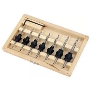 7pcs Countersink Drill Bit Set Pilot Hole Tapered Stop Collar - Picture 1 of 1