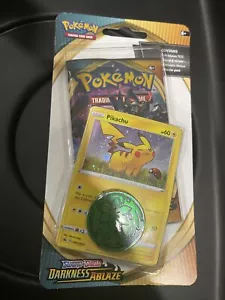 Pokémon Sword & Shield Darkness Ablaze 1 Booster Pack Blister Promo Pikachu Coin - Picture 1 of 2