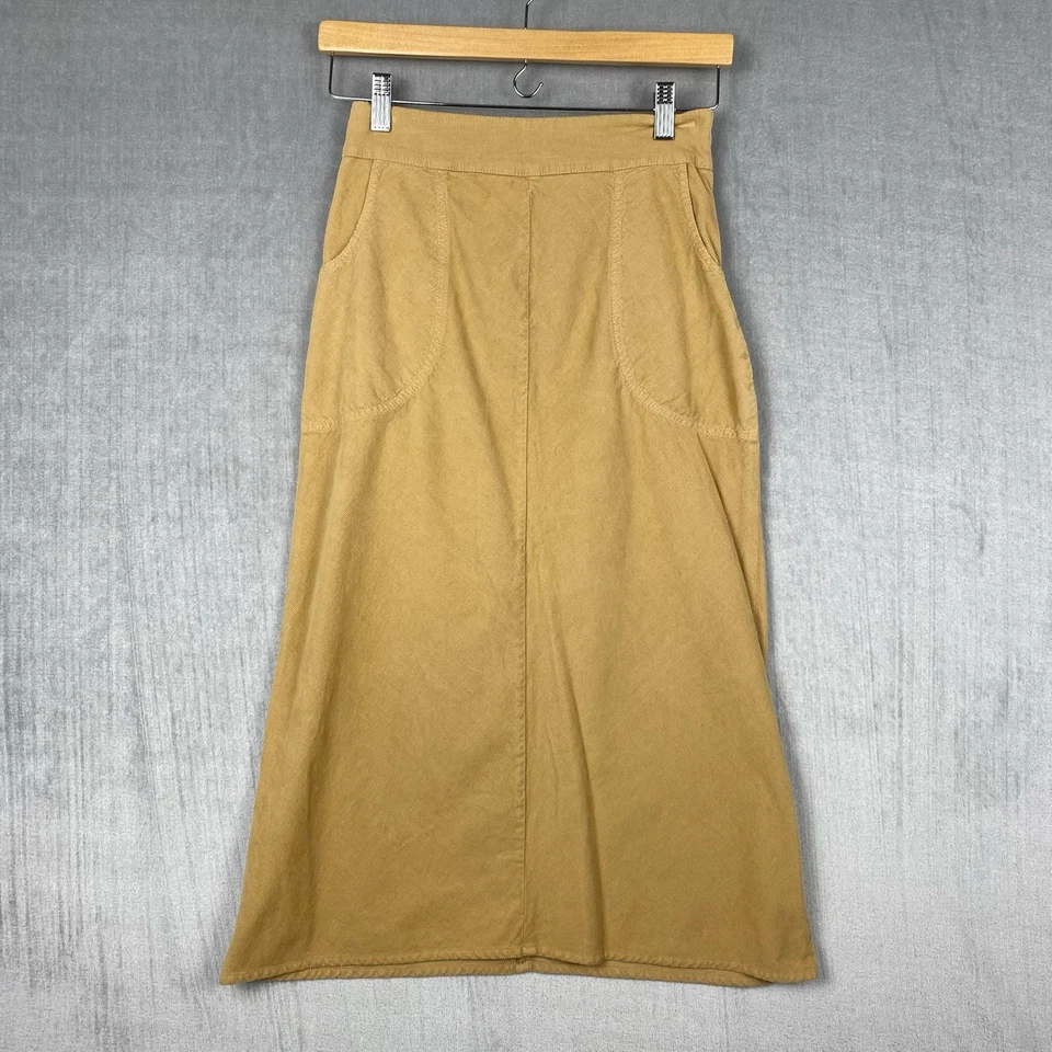 Falda Tres Lunares De Colección Años 90 Para Mujer XS Midi Tostado Pana Rachel Verde Hecha en EE. UU. Foto 1 de 4