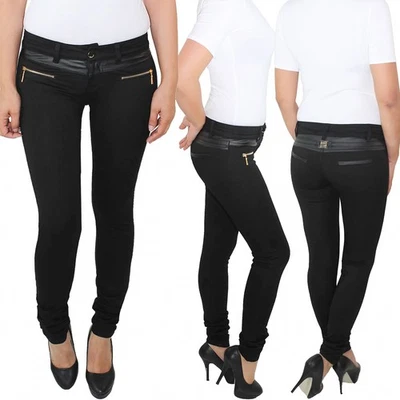 SOTALA Damen Leggings Jeggings Treggings Stretch Hüft Skinny Röhren Hose Schwarz