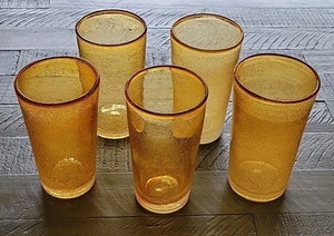 5 Vintage Bernstein Seifenblasen Gläser Becher 6+" hoch 16oz hohe Kugel mundgeblasen - Bild 1 von 12