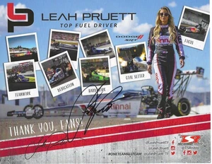 SIGNED! 2024 LEAH PRUETT NHRA TOP FUEL DRAGSTER "THANK YOU, FANS" POSTCARD!! - Picture 1 of 3