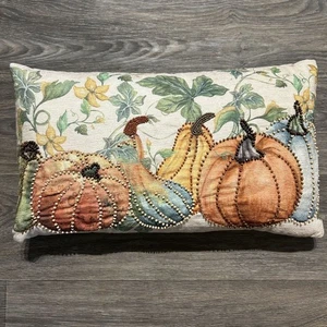 Cuscino Rettangolare Decorativo Stampa Zucca Autunno Perline 20x12 Decorazione Autunno - Foto 1 di 11
