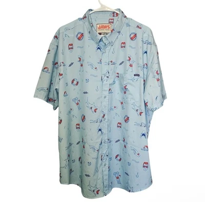 Мужская рубашка JAWS на пуговицах 2XL Universal Studios RSVLTS Coastal Shark Beach 2X - Изображение 1 из 4