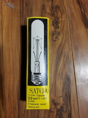 Vintage Satco S3250 Tubular Light Bulb 25W 120V Clear Standard Base Made in Kor - Image 1 of 3