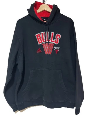 Adidas Chicago Bulls NBA Pullover Sudadera con Capucha Negro Rojo XL Bolsa Bolsillo Foto 1 de 4