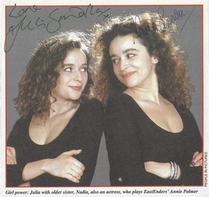 JULIA & NADIA SAWALHA (ABSOLUTELY FABULOUS, EASTENDERS) HAND SIGNED PAPER PHOTO. - Picture 1 of 2