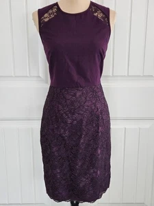 Calvin Klein Aubergine Sleeveless Sheath Dress Lace Skirt Sz 8 - Picture 1 of 9