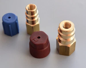 2x Adapter Retrofit Anschluss R134a Umrüstung R12 auf R134a ND & HD Anschluss - Bild 1 von 3