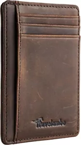 Travelambo Front Pocket Minimalist Leather Slim Wallet RFID Blocking Medium - Picture 1 of 9