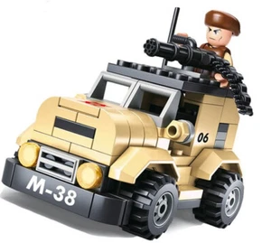 SLUBAN B0587A - ARMY - Desert Patrol Army Jeep with Machine Gun Kit - 102 Pcs - Picture 1 of 4
