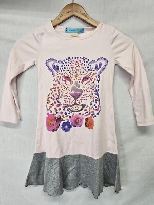 Vestido Lemon Loves Lime Talla 5 Años Piruleta Giro Rosa Gato Grande Estampado Leopardo Foto 1 de 3