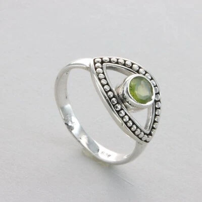 Round Green PERIDOT Oval  Ring - Multiple Sizes - 925 STERLING SILVER #34e - Image 1 of 4