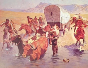 Frederic Remington The Emigrants Vintage Western Art Bookplate Print 13 - Picture 1 of 4