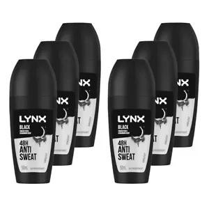 6x Lynx Men 50ml Antiperspirant Roll On 48Hr Sweat Protection f/Underarms Black - Picture 1 of 2