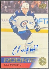 2021-22 Upper Deck NHL Rookie Box Set Hockey Cole Perfetti Auto RC Winnepeg Jets