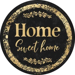 Home Sweet Home schwarzes rundes rundes Blechschild 8" Haus Garage Wand - Bild 1 von 1